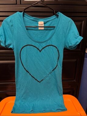 PINK Bright Teal Short Sleeve Logo Tee
